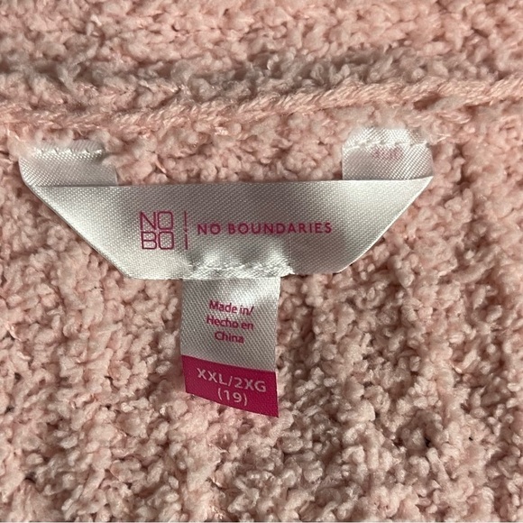 No Boundaries Juniors' Teddy Cardigan Pink Dusty Rose Textured Sweater XXL (19) - Picture 15 of 16